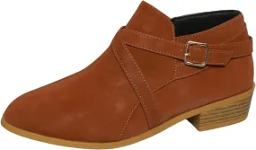 Ankle Boots for Women, Comfy Faux Leather Round Toe Chunky Mid Heel Zippers Ankle Booties Stacked Heel Western Booties