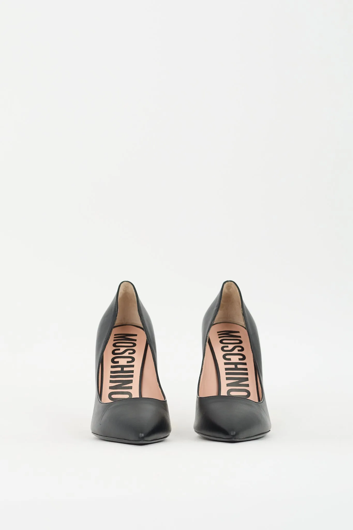 Black & Gold Leather Cone Heeled Pump