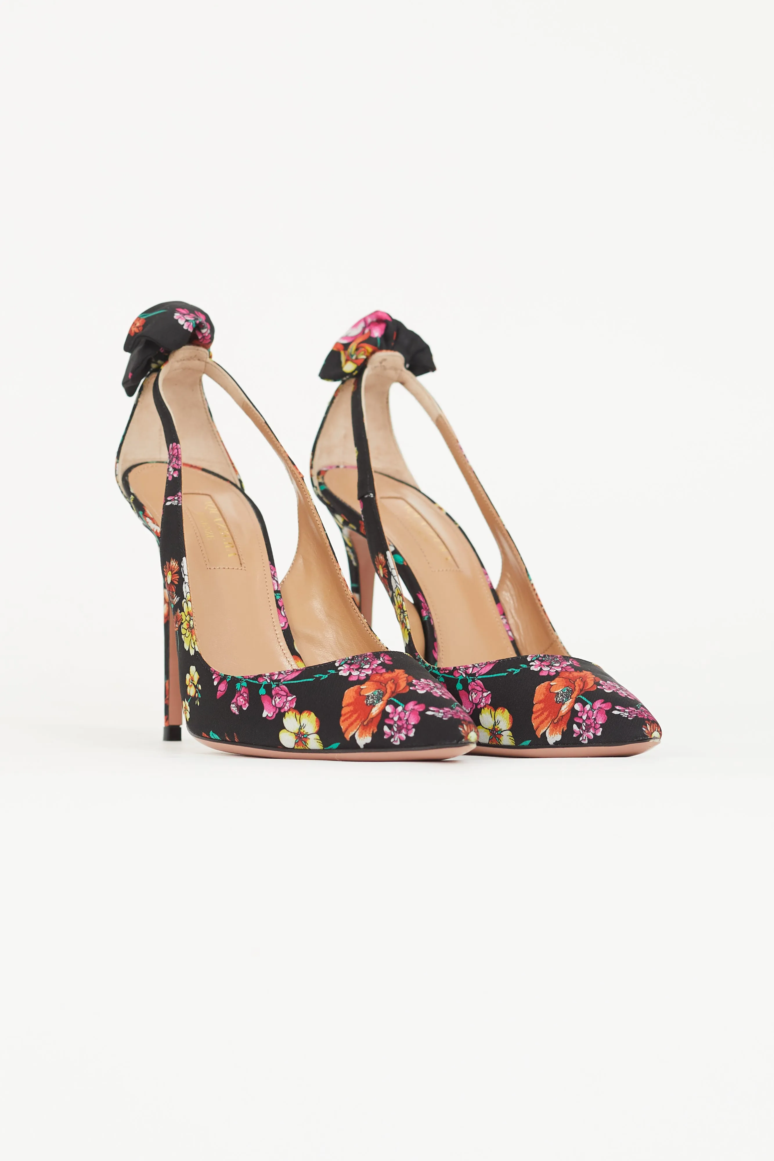 Black & Multi Floral Deneuve 105 Bow Tie Pump
