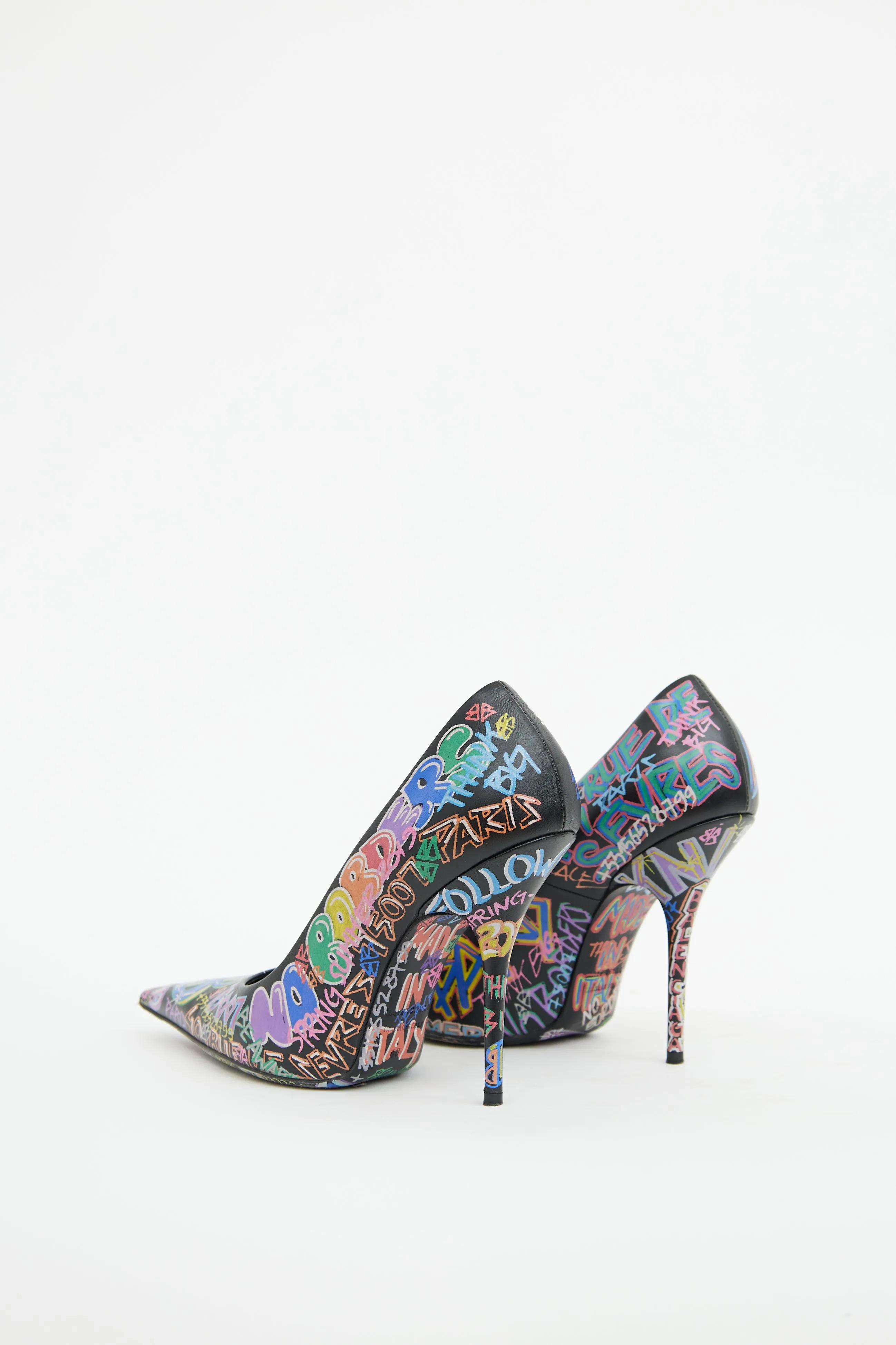 Black & Multi Graffiti Knife Pump