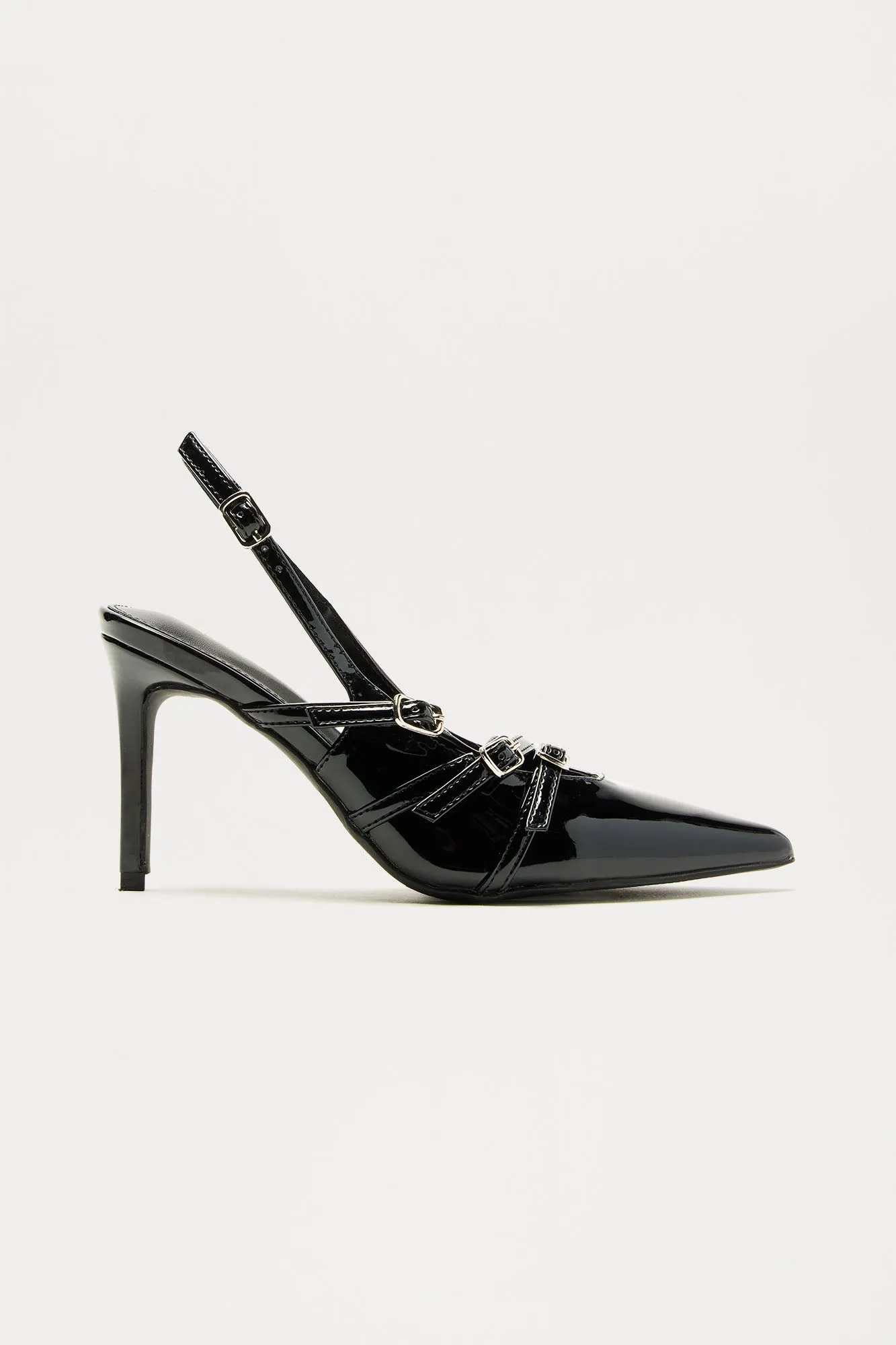 Blake Tiny Buckle Slingback Pumps - Black