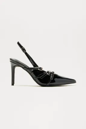 Blake Tiny Buckle Slingback Pumps - Black