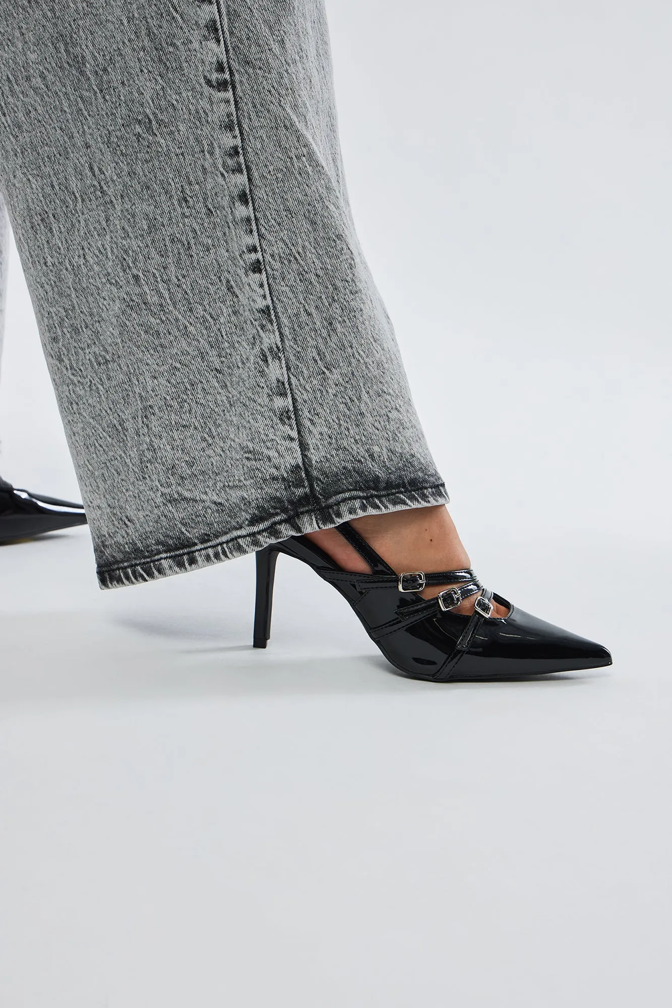 Blake Tiny Buckle Slingback Pumps - Black