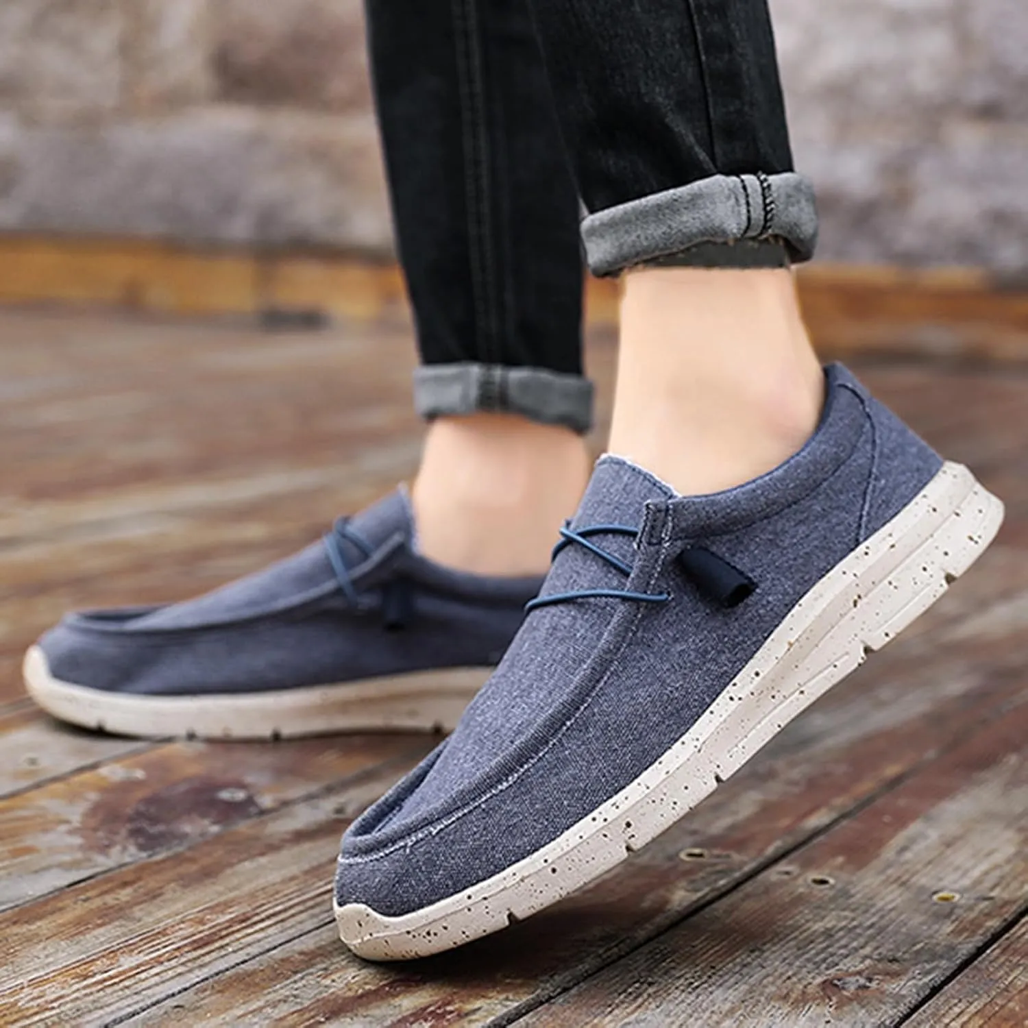 Classic Look Boat Shoes Men,Casual Comfy Breathable Men's Loafers & Slip-ons,Lightweight Soft Deck Shoes Mens,All Weather Rubber Soles,for Summer/Spring