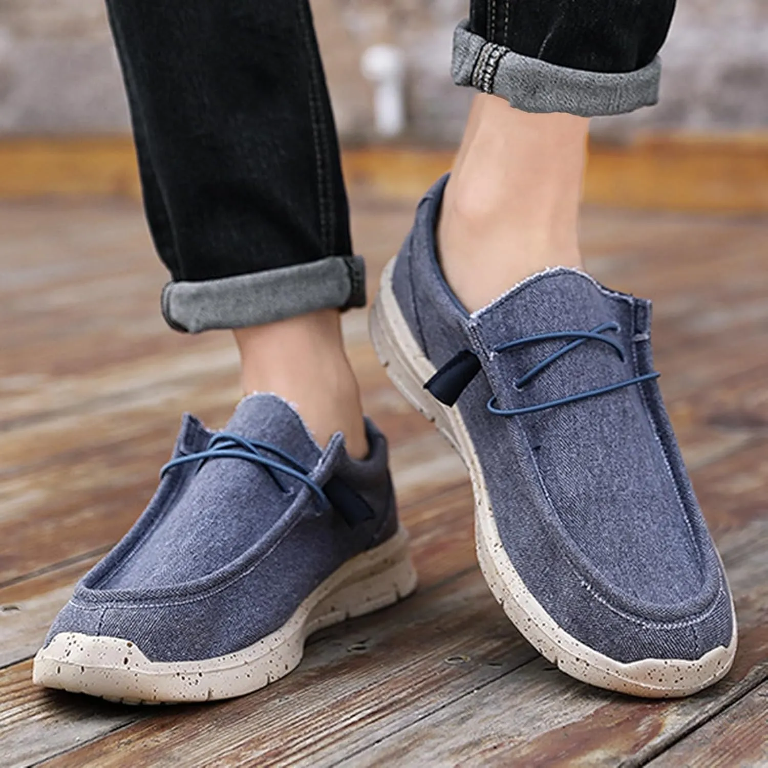 Classic Look Boat Shoes Men,Casual Comfy Breathable Men's Loafers & Slip-ons,Lightweight Soft Deck Shoes Mens,All Weather Rubber Soles,for Summer/Spring