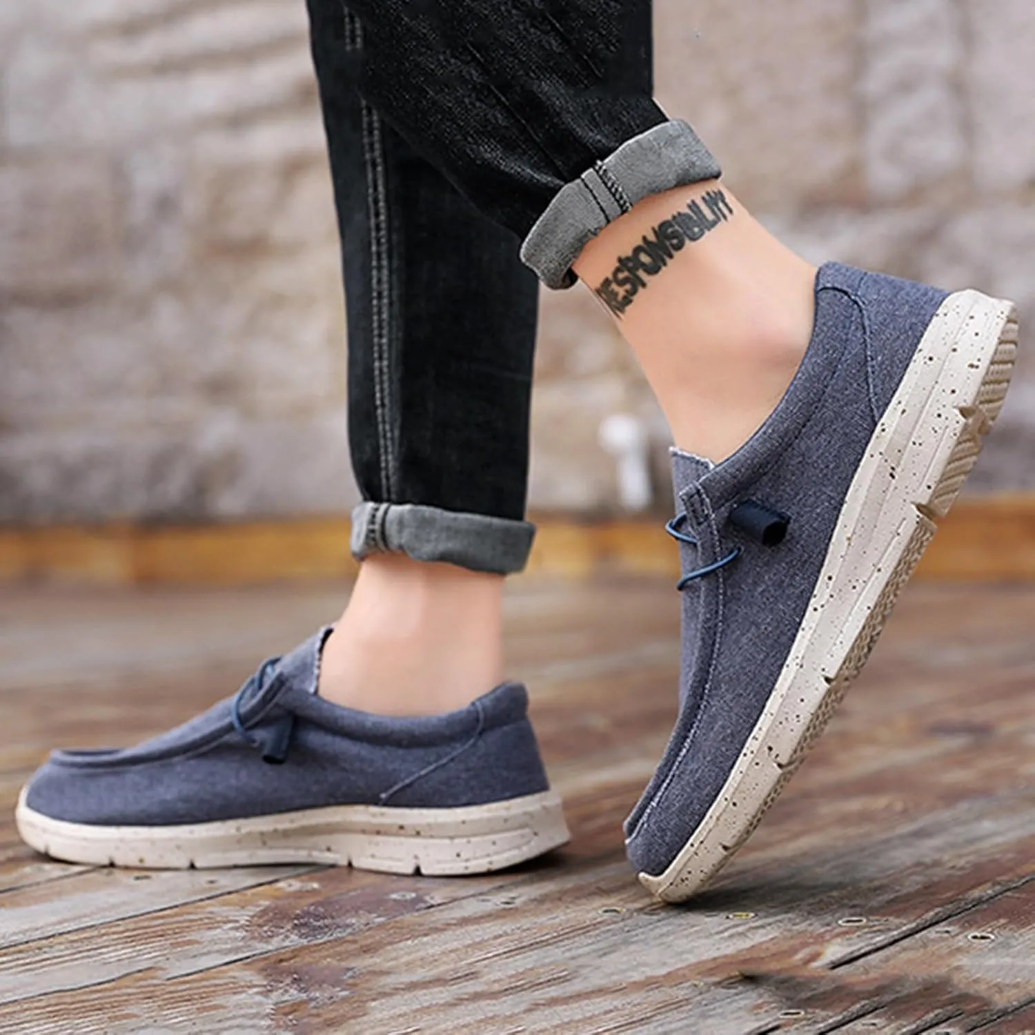 Classic Look Boat Shoes Men,Casual Comfy Breathable Men's Loafers & Slip-ons,Lightweight Soft Deck Shoes Mens,All Weather Rubber Soles,for Summer/Spring