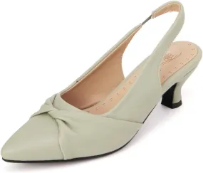 DINTAHA Pointed Toe Slingback Kitten Heels for Women,Low Kitten Heel Pumps Office Dress Shoes