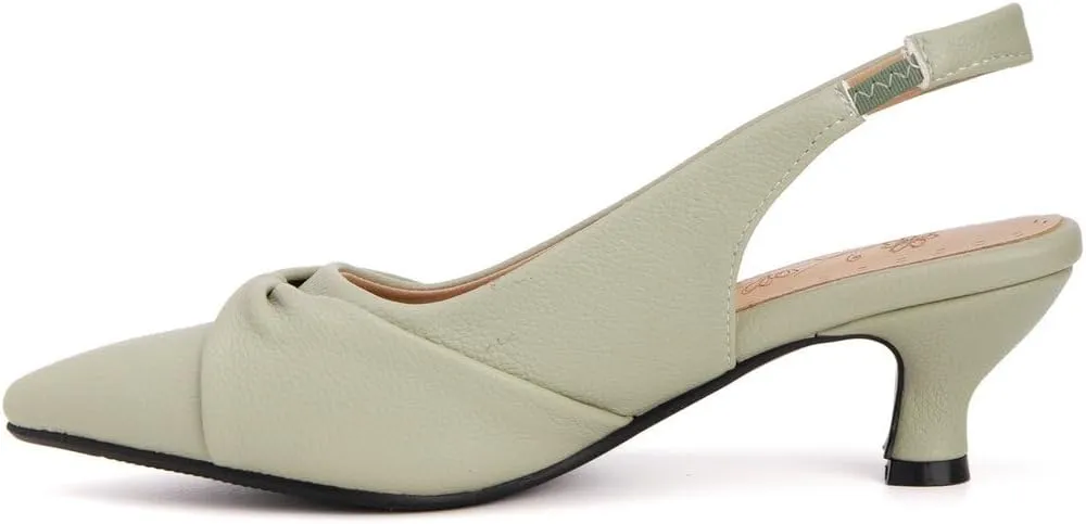 DINTAHA Pointed Toe Slingback Kitten Heels for Women,Low Kitten Heel Pumps Office Dress Shoes