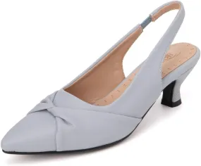 DINTAHA Pointed Toe Slingback Kitten Heels for Women,Low Kitten Heel Pumps Office Dress Shoes