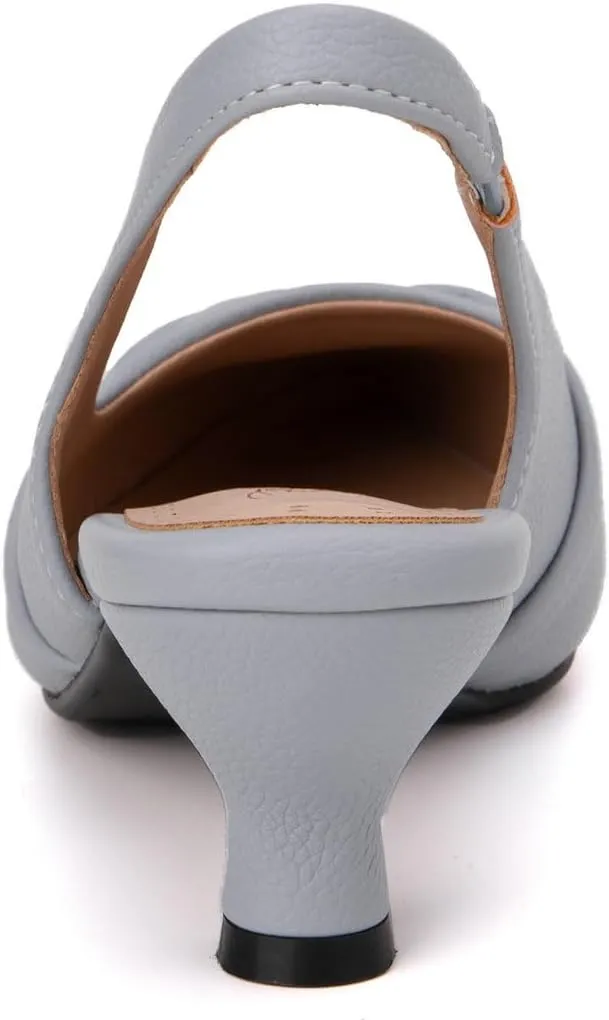DINTAHA Pointed Toe Slingback Kitten Heels for Women,Low Kitten Heel Pumps Office Dress Shoes