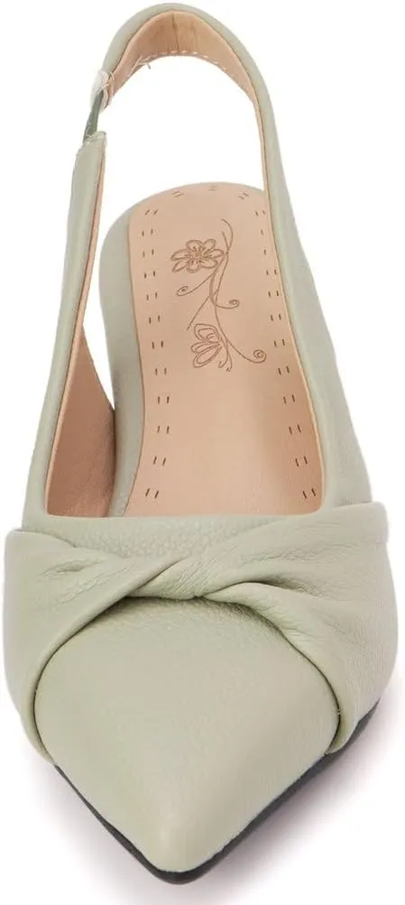 DINTAHA Pointed Toe Slingback Kitten Heels for Women,Low Kitten Heel Pumps Office Dress Shoes