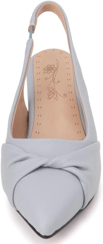 DINTAHA Pointed Toe Slingback Kitten Heels for Women,Low Kitten Heel Pumps Office Dress Shoes