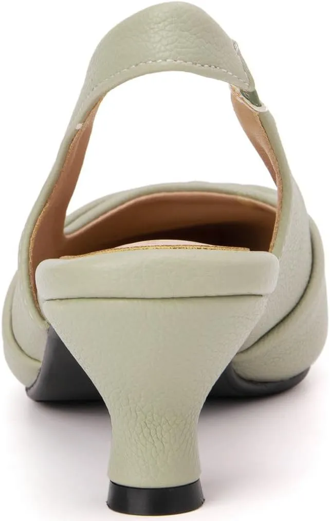DINTAHA Pointed Toe Slingback Kitten Heels for Women,Low Kitten Heel Pumps Office Dress Shoes