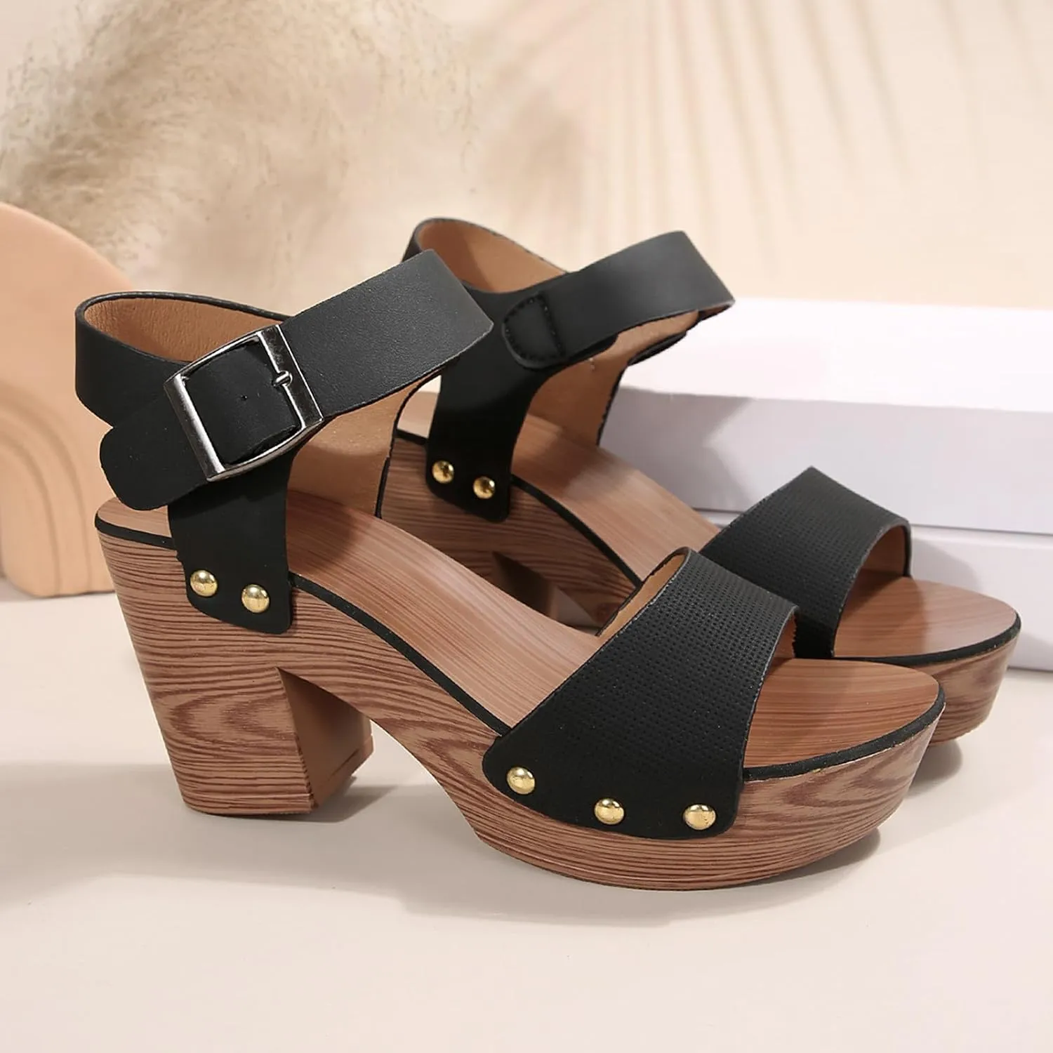 Dressy Wedge Low Heel Sandals For Women 2025 Summer Fashion Elegant Heeled Sandal Cork Wedge Sandal with Ankle Buckle