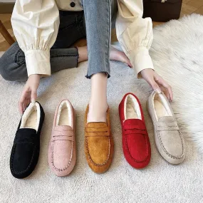 Fashion large size velvet beef tendon soft-soled loafers