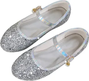 Girl Sparkly Mary Jane Shoes Rhinstones Dress Ballet Flats School Party Wedding Toddler Little Kid Shoes