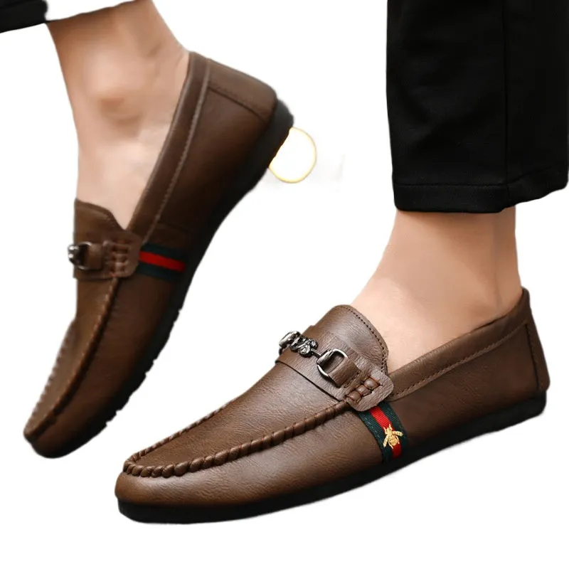 Internet celebrity spring thick-soled loafer beanie shoes men's trend driving one pedal breathable advanced sense non-slip men's shoes