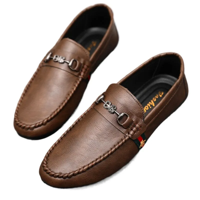 Internet celebrity spring thick-soled loafer beanie shoes men's trend driving one pedal breathable advanced sense non-slip men's shoes