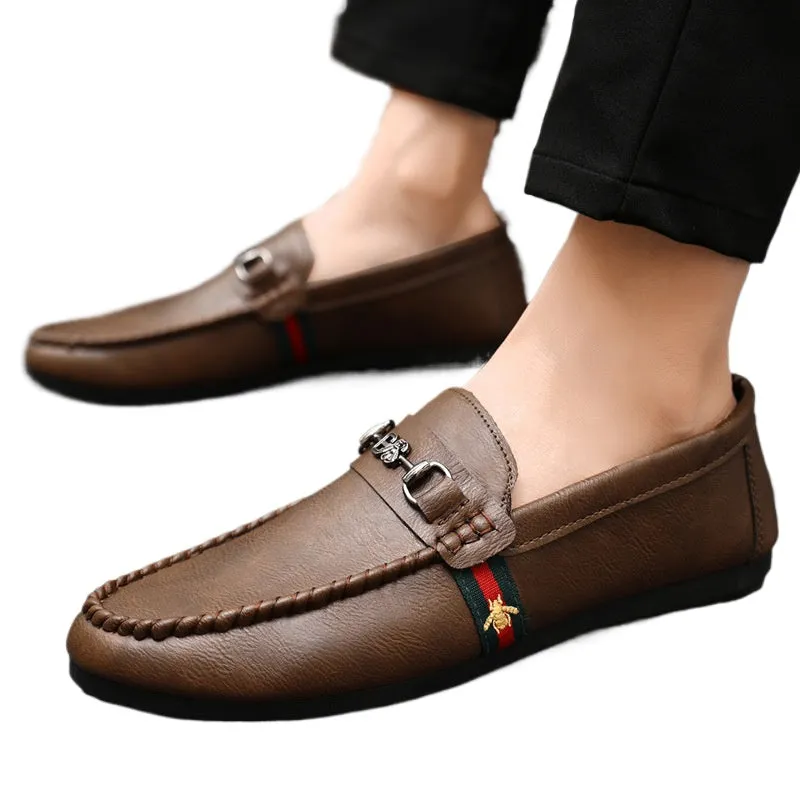 Internet celebrity spring thick-soled loafer beanie shoes men's trend driving one pedal breathable advanced sense non-slip men's shoes