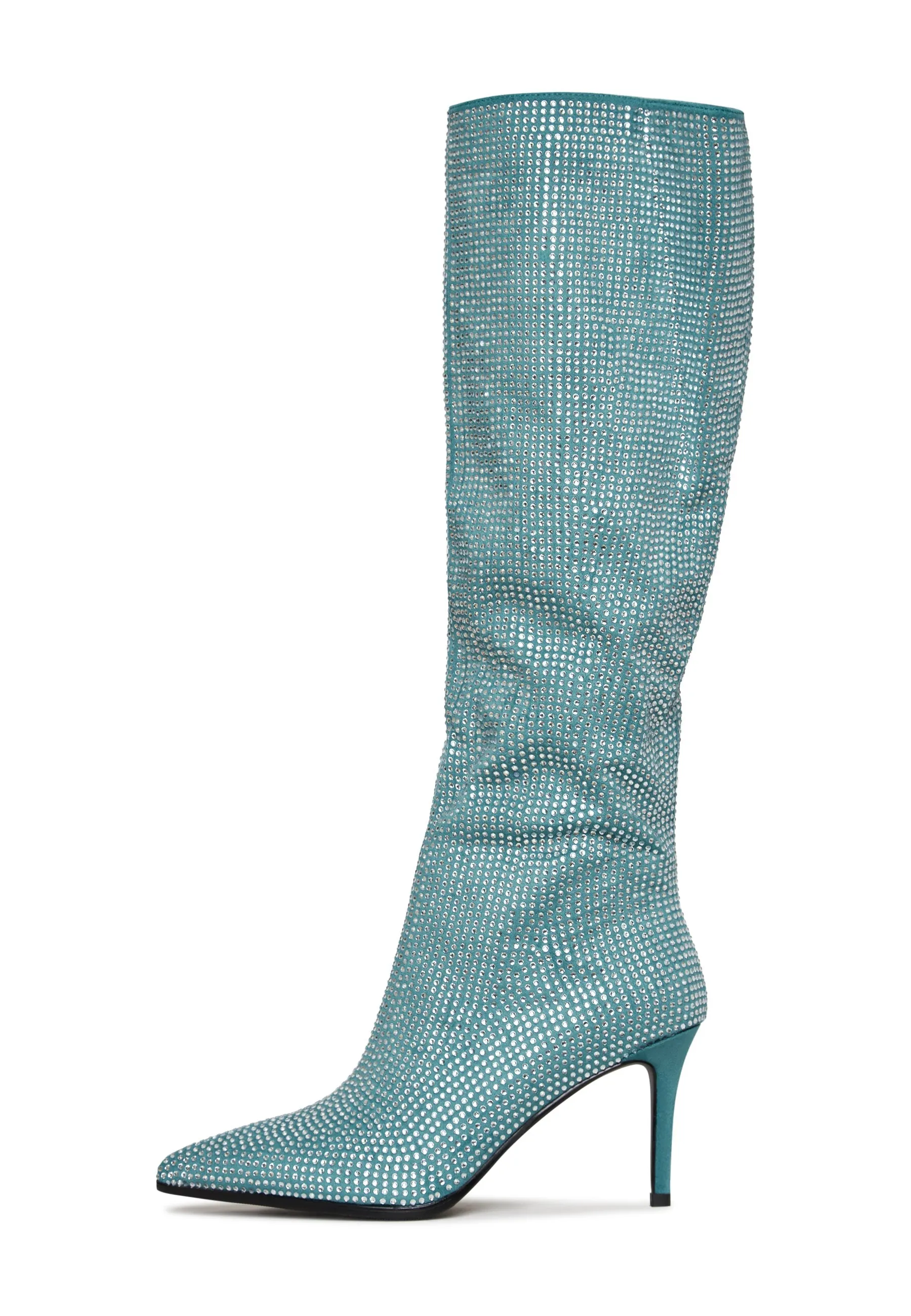 Jewel Stiletto Knee High Boots Mili - Blue
