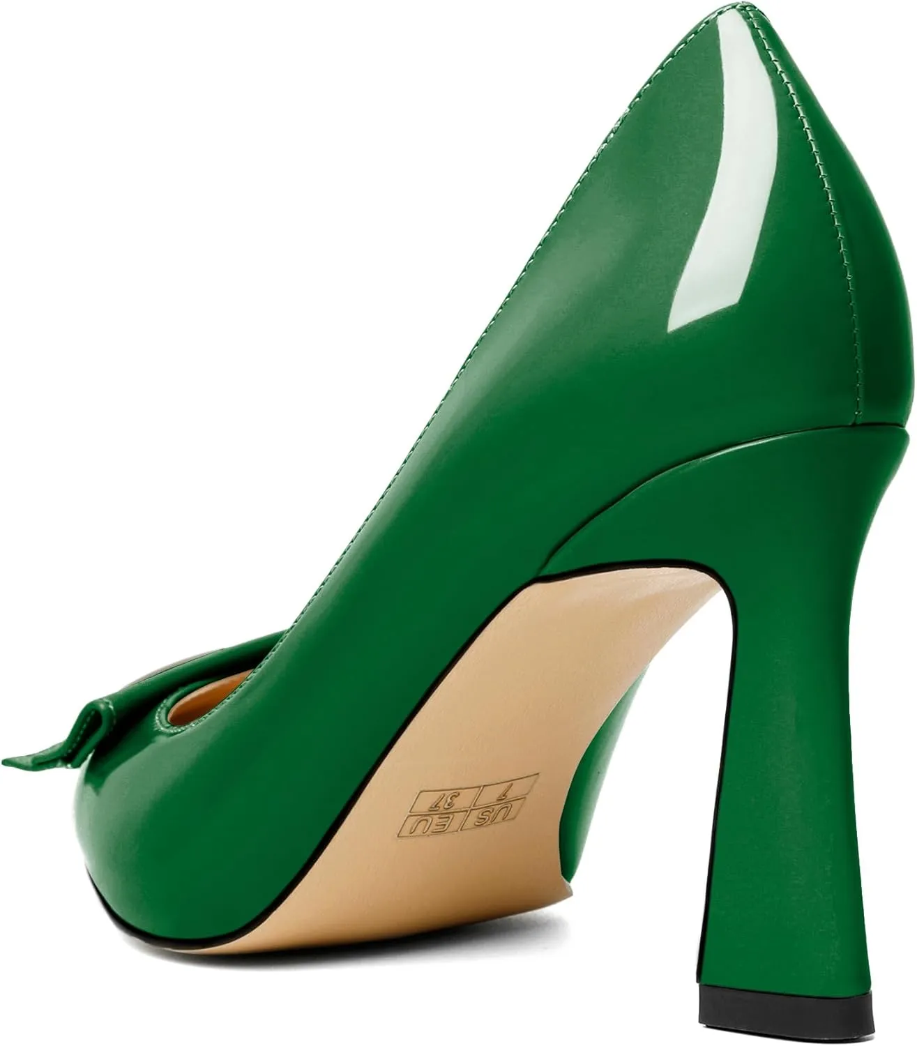 Joseywade Womens High Stilettos Heels Pointed Toe Pumps Slip-on Closed Toe Bow Buckle 3.5 Inch Dress Shoes