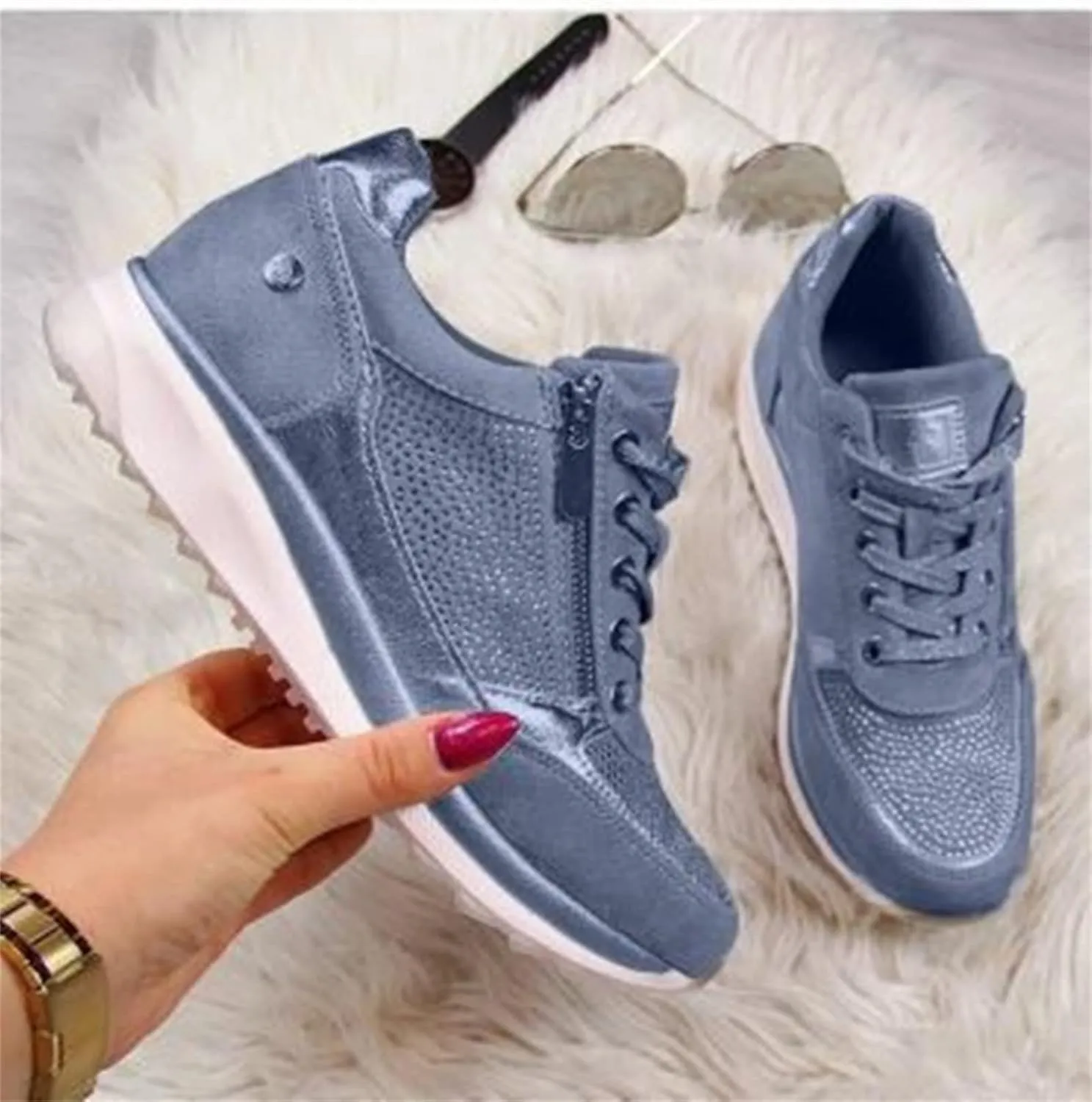Ladmiple Shoes For Women Sneakers Slip Ons Breathe Walking Shoes Casual Fashion Non Slip Platform Running Tennis Shoes