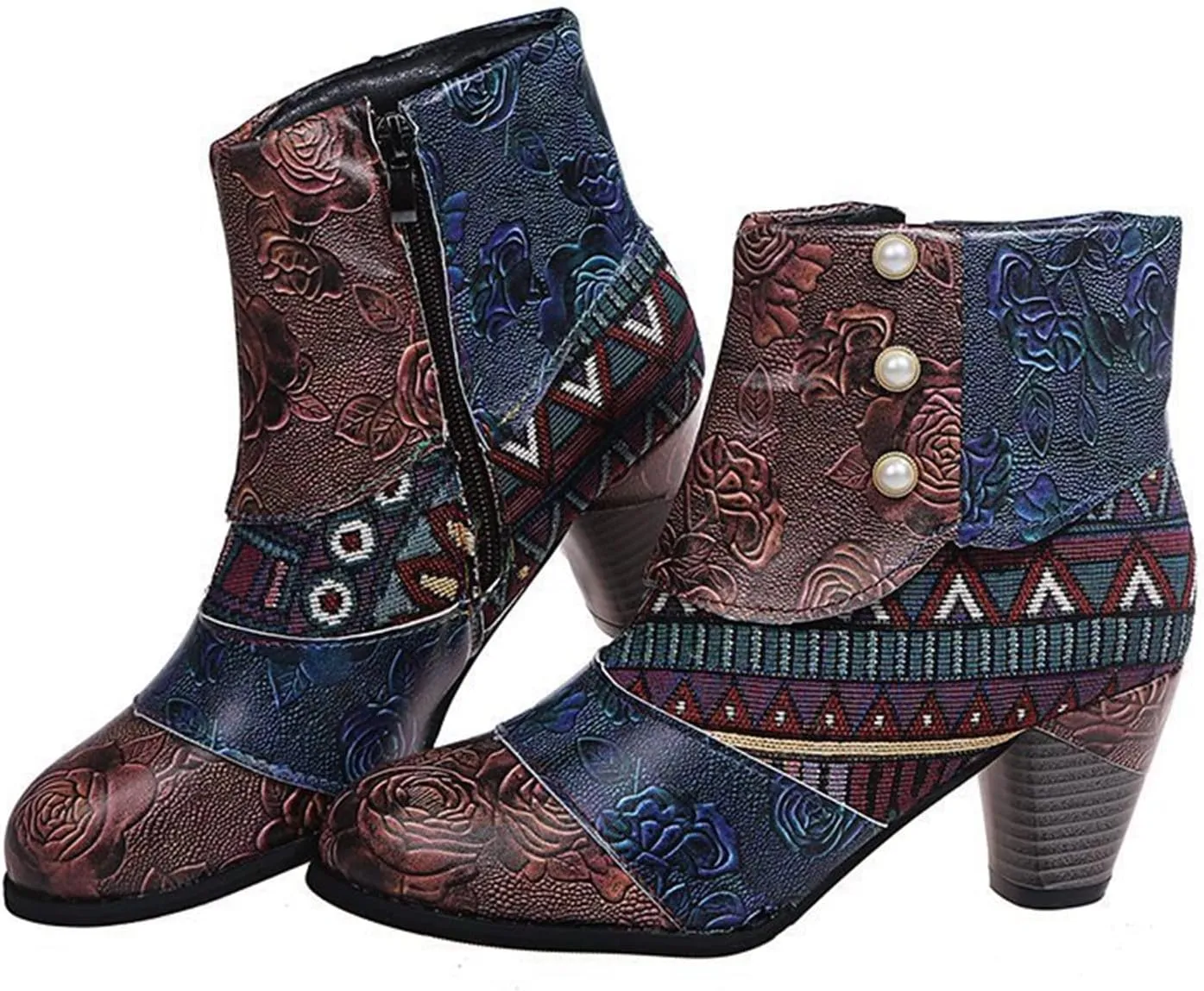 Lausiuoe Ankle Boots For Women Dressy Chunky Heel Slip on Pointed Toe Booties Wide Width Side Zipper Western Short Boots