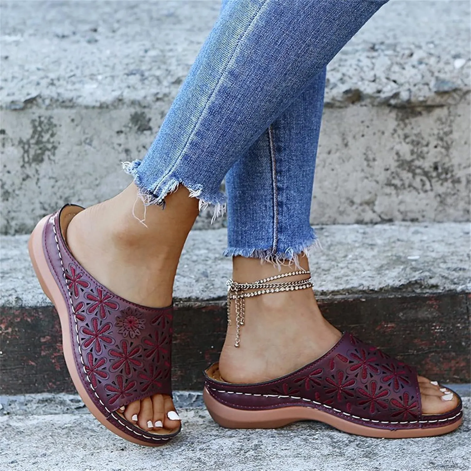 Lausiuoe Comfortable Orthopedic Sandals For Women Dressy Summer Casual Orthotic Flip Flops Slides Slippers With Arch Support