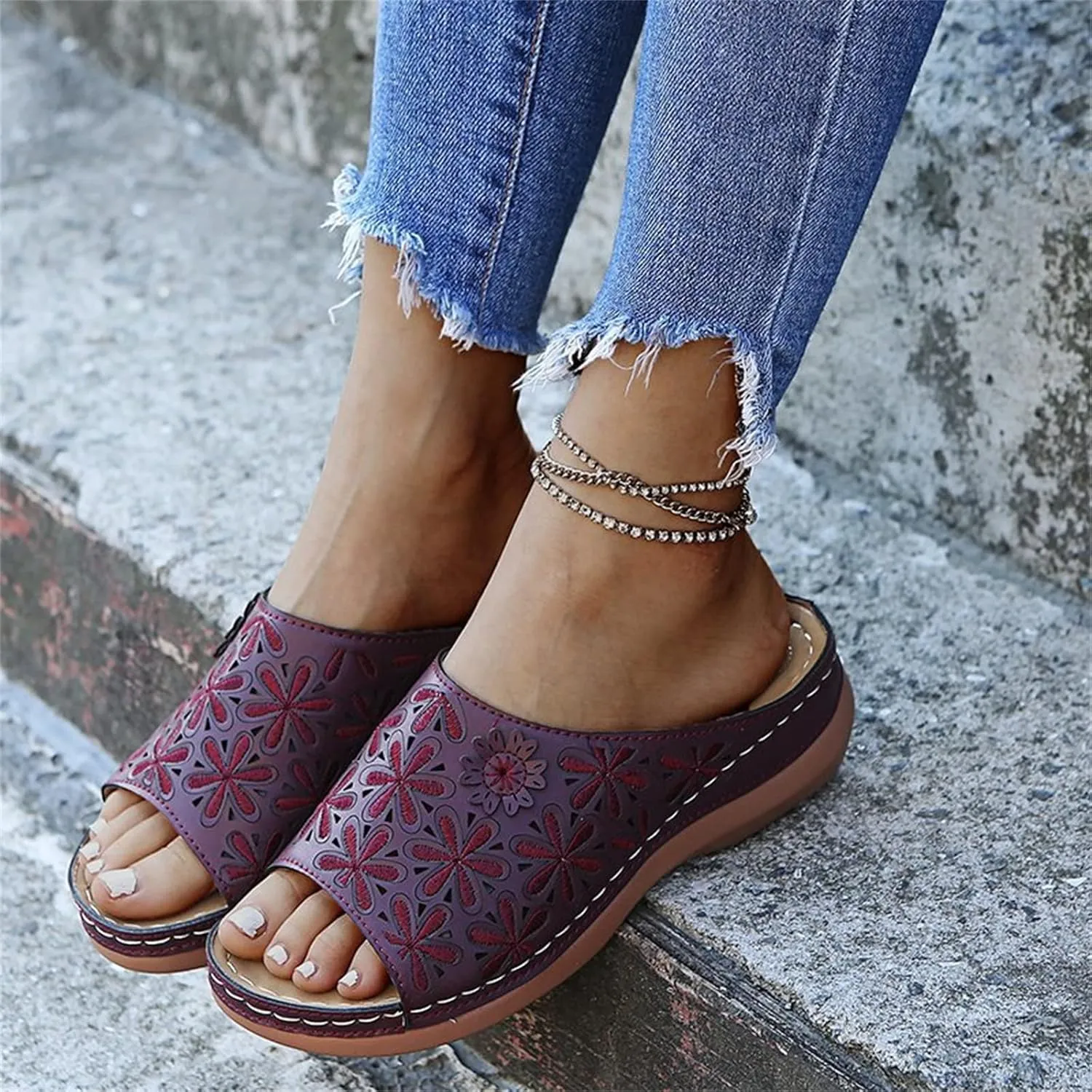 Lausiuoe Comfortable Orthopedic Sandals For Women Dressy Summer Casual Orthotic Flip Flops Slides Slippers With Arch Support