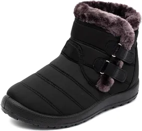 Lausiuoe Snow Boots For Women Waterproof Insulated Wide Width Winter Fur Lined Warm Ankle Booties Slip On Outdoor Shoes