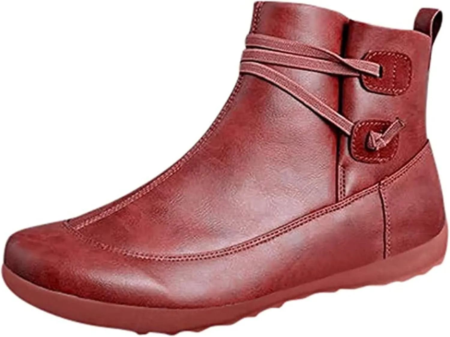 Lausiuoe Womens Boots Ankle Low Heel Platform Ankle Booties Casual Dressy Slip on Cutout Chunky Block Combat Boots