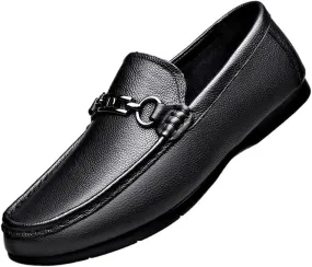 Men's Solid Color Slip On Loafer Shoes, Comfy Non Slip Rubber Sole Casual Walking Shoes, Men's Business Style Footwear