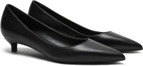 MOOMMO Low Kitten Heel Pumps for Women Pointed Toe Satin Dress Shoes Slip On 1 Inch Low Heel Work Pumps Comfy Basic Casual Office Evening Party Bridal Pump Shoes 4-13 M US