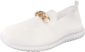 Orthopedic Slip-On Walking Shoes for Women, Comfort Loafers Wide Fit Knit Breathable Mesh Non-Slip Platform
