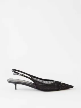 Oxalis 30 leather-trim mesh slingback pumps