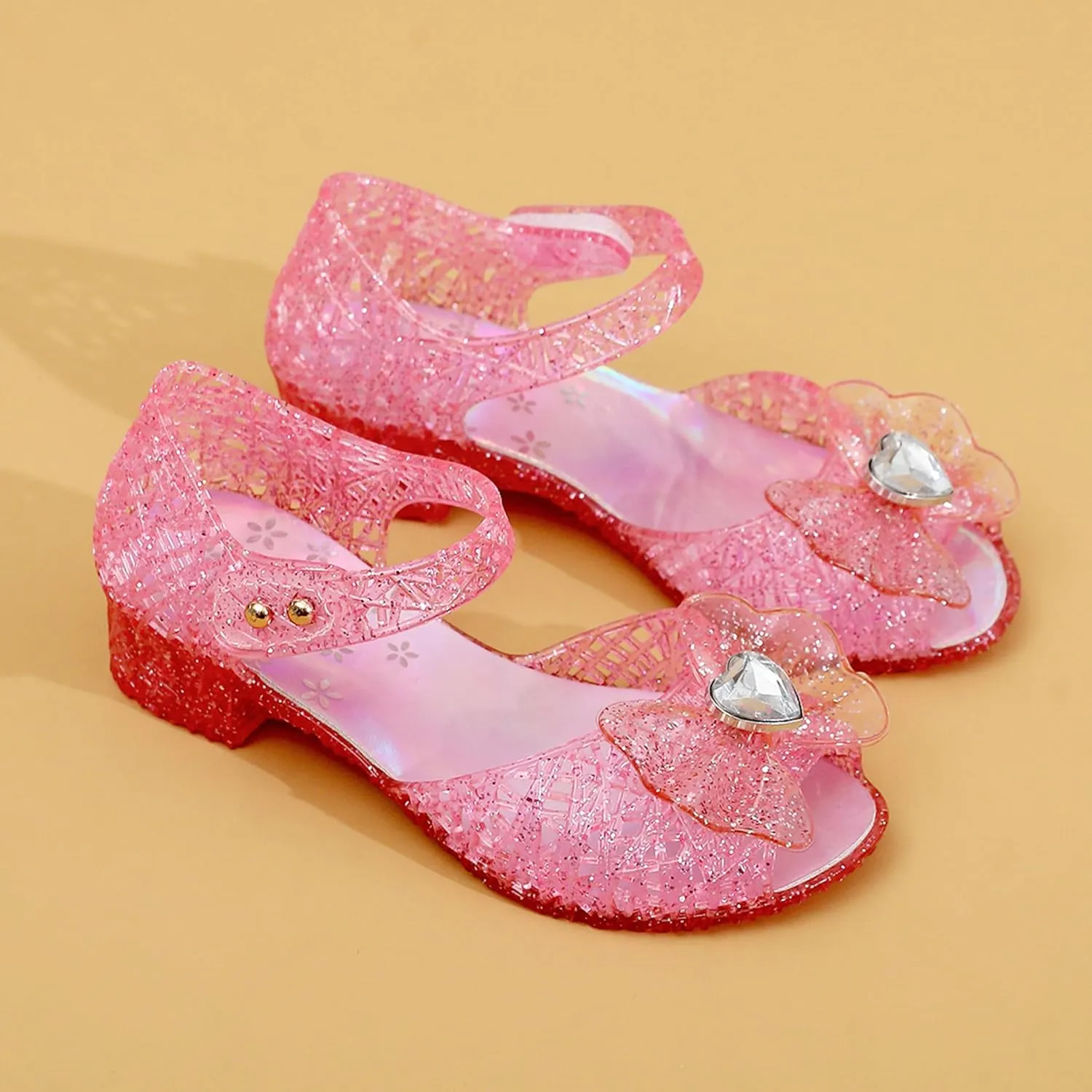 Princess Sandals for Toddler Costumes Jelly Shoes Girls Dress Flats Mary Jane Cosplay Birthday Party Frozen Inspired Elsa Dance Summer Beach Size 9 Snow Queen Glitter Soft