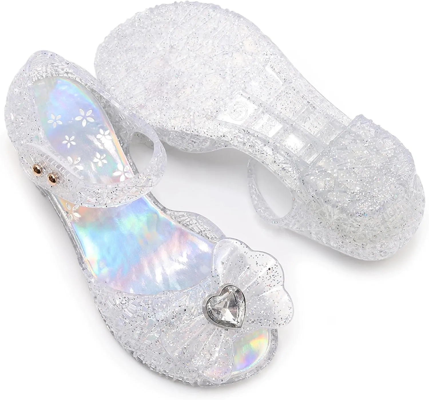 Princess Sandals for Toddler Costumes Jelly Shoes Girls Dress Flats Mary Jane Cosplay Birthday Party Frozen Inspired Elsa Dance Summer Beach Size 9 Snow Queen Glitter Soft