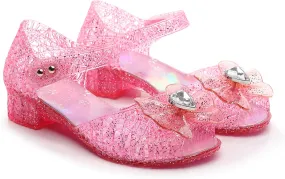 Princess Sandals for Toddler Costumes Jelly Shoes Girls Dress Flats Mary Jane Cosplay Birthday Party Frozen Inspired Elsa Dance Summer Beach Size 9 Snow Queen Glitter Soft