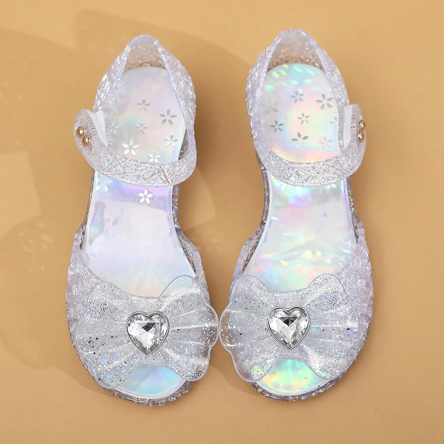 Princess Sandals for Toddler Costumes Jelly Shoes Girls Dress Flats Mary Jane Cosplay Birthday Party Frozen Inspired Elsa Dance Summer Beach Size 9 Snow Queen Glitter Soft