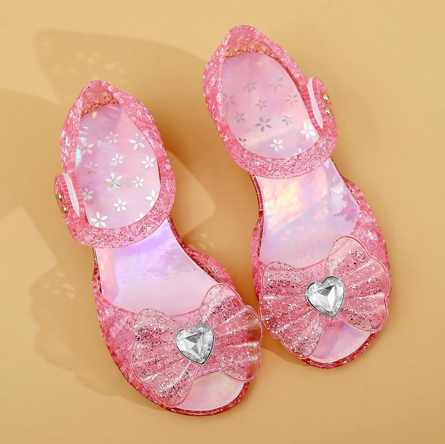 Princess Sandals for Toddler Costumes Jelly Shoes Girls Dress Flats Mary Jane Cosplay Birthday Party Frozen Inspired Elsa Dance Summer Beach Size 9 Snow Queen Glitter Soft