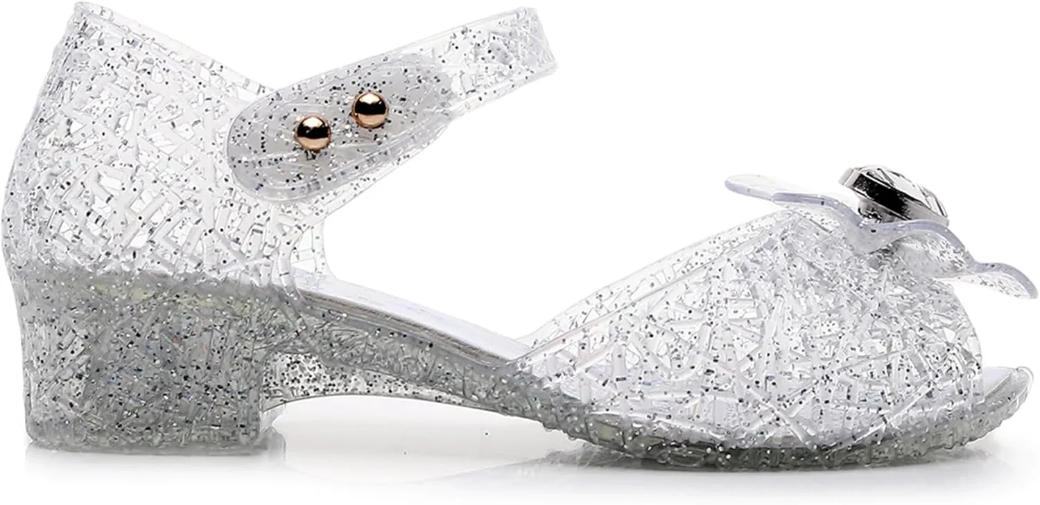 Princess Sandals for Toddler Costumes Jelly Shoes Girls Dress Flats Mary Jane Cosplay Birthday Party Frozen Inspired Elsa Dance Summer Beach Size 9 Snow Queen Glitter Soft
