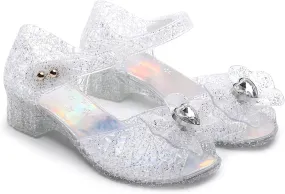 Princess Sandals for Toddler Costumes Jelly Shoes Girls Dress Flats Mary Jane Cosplay Birthday Party Frozen Inspired Elsa Dance Summer Beach Size 9 Snow Queen Glitter Soft