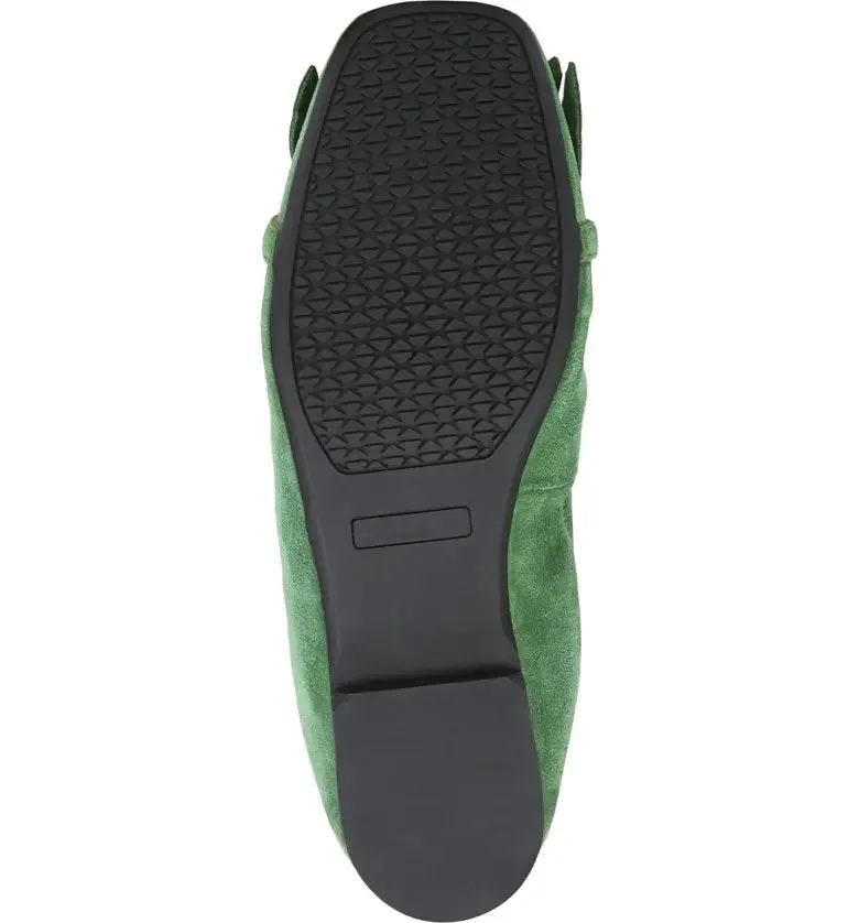 Sam Edelman Mimi Thyme Green Slip On Squared Toe Golden Accent Ballet Flats