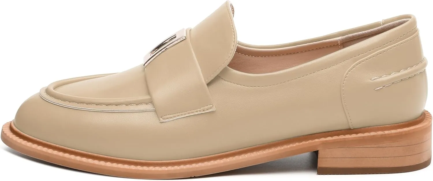 SKYSTERRY Loafers for Women Penny Loafers with Round Toe Low Chunky Block Heels Comfortable Women Loafers Shoes for Work Party Dating Shopping