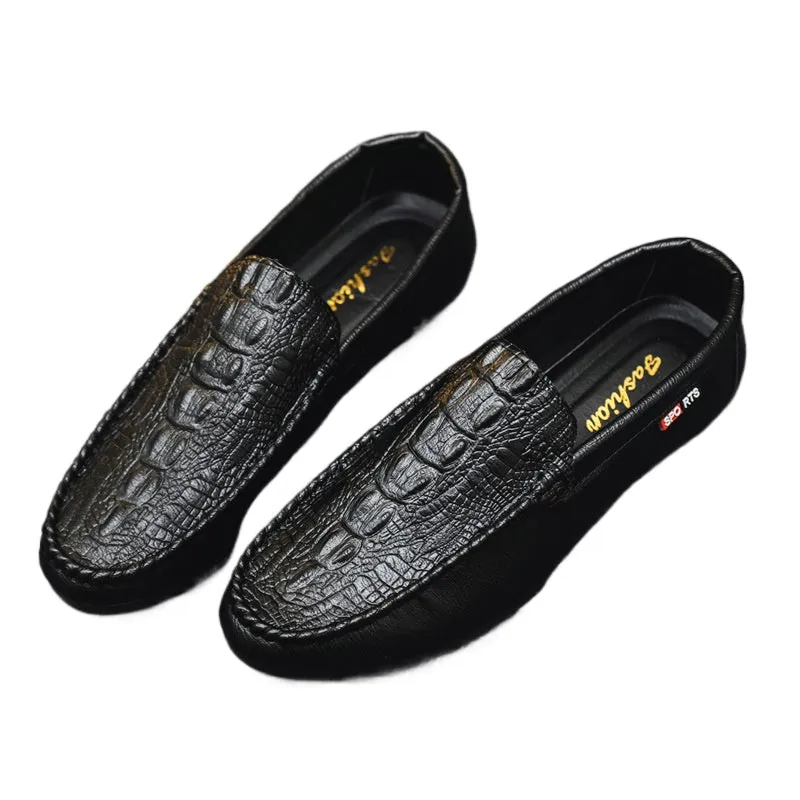 Soft leather loafer beanie shoes wedding groom men's work soft-soled formal shoes casual low-top light one pedal