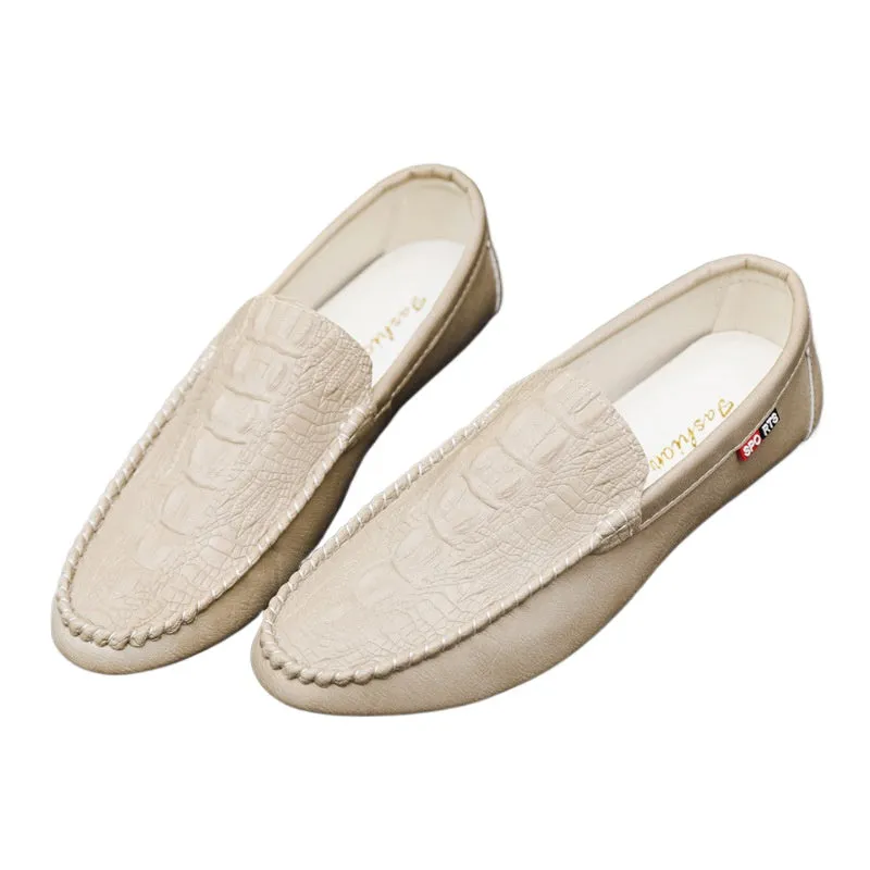 Soft leather loafer beanie shoes wedding groom men's work soft-soled formal shoes casual low-top light one pedal