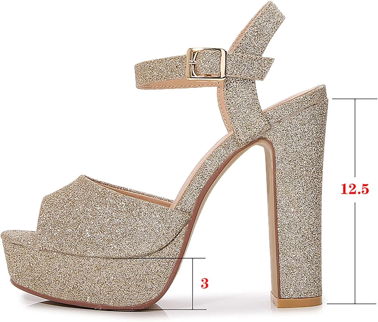 Spring And Summer New Gold European And Fashion Large Fish Mouth Thick Heel High Heel Sandals Womens Hiking Shoes