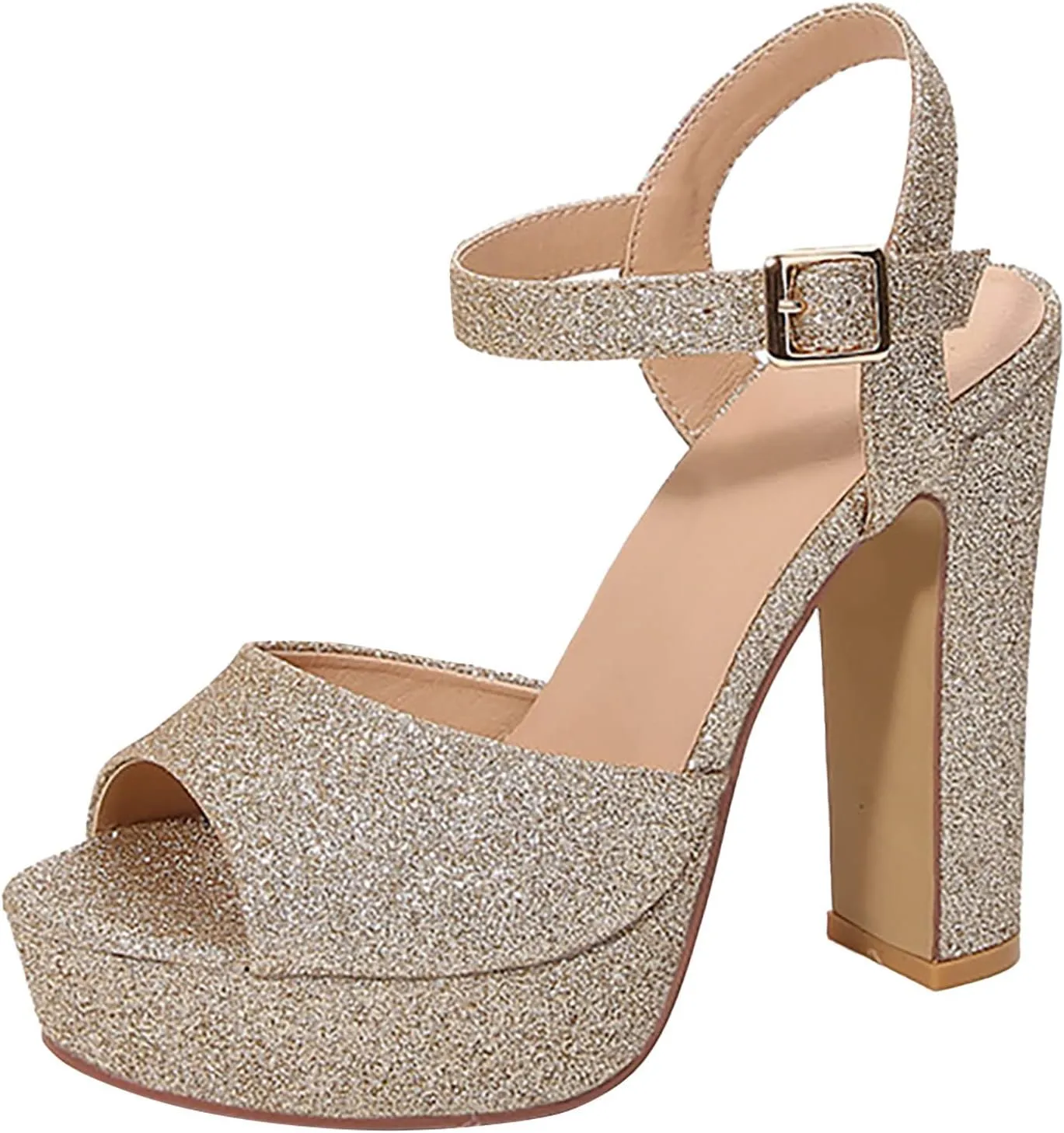 Spring And Summer New Gold European And Fashion Large Fish Mouth Thick Heel High Heel Sandals Womens Hiking Shoes