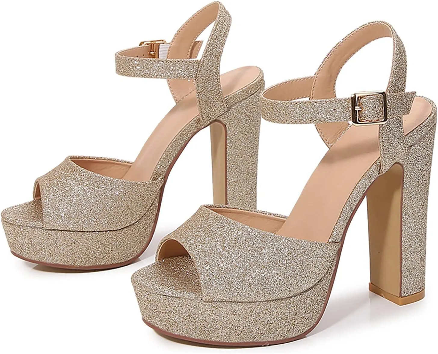 Spring And Summer New Gold European And Fashion Large Fish Mouth Thick Heel High Heel Sandals Womens Hiking Shoes
