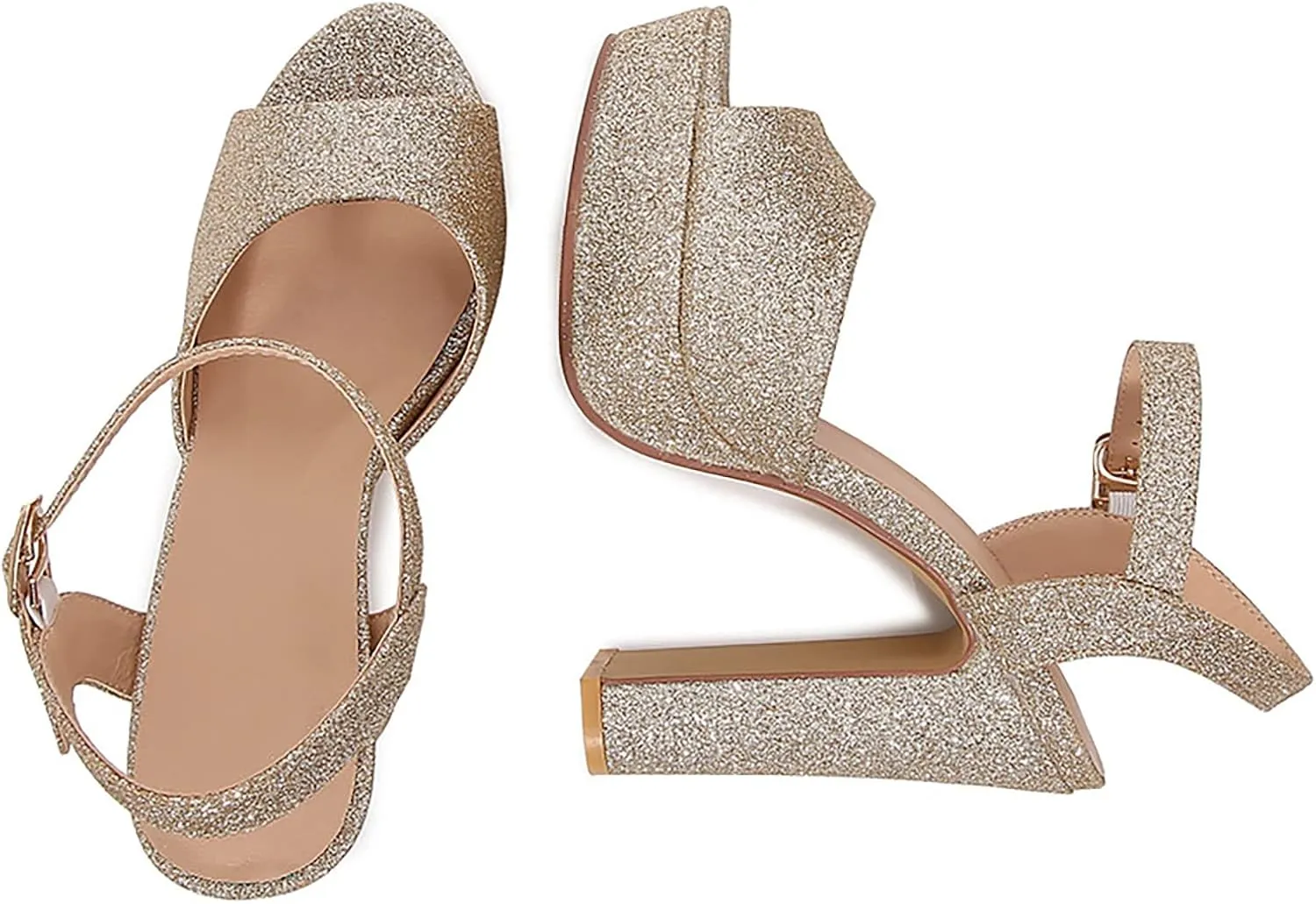 Spring And Summer New Gold European And Fashion Large Fish Mouth Thick Heel High Heel Sandals Womens Hiking Shoes